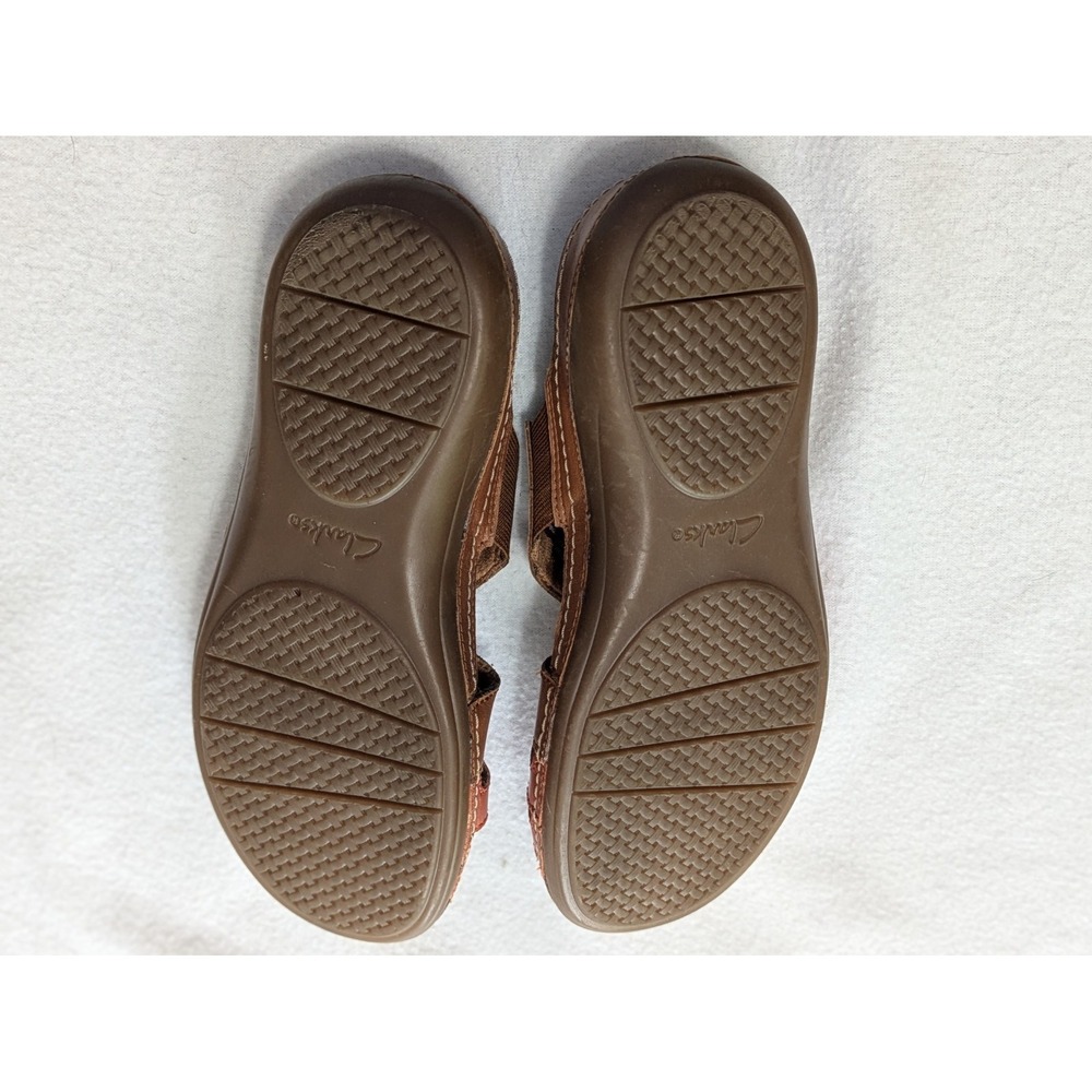 clarks Cecily Slide Tan Combination Sandals Comfort Sz 7 Slip On Leather - Picture 7 of 9